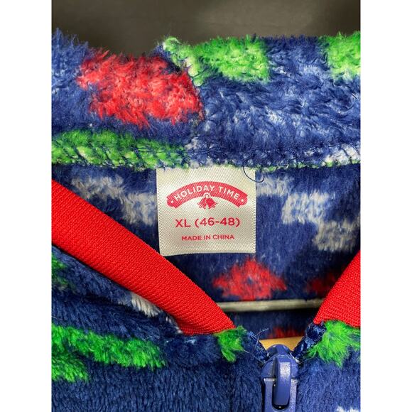 Ugly Christmas Pajama's, Kiss Me, Soft Velour, One Piece, Long Johns Back Flap - Picture 4 of 8